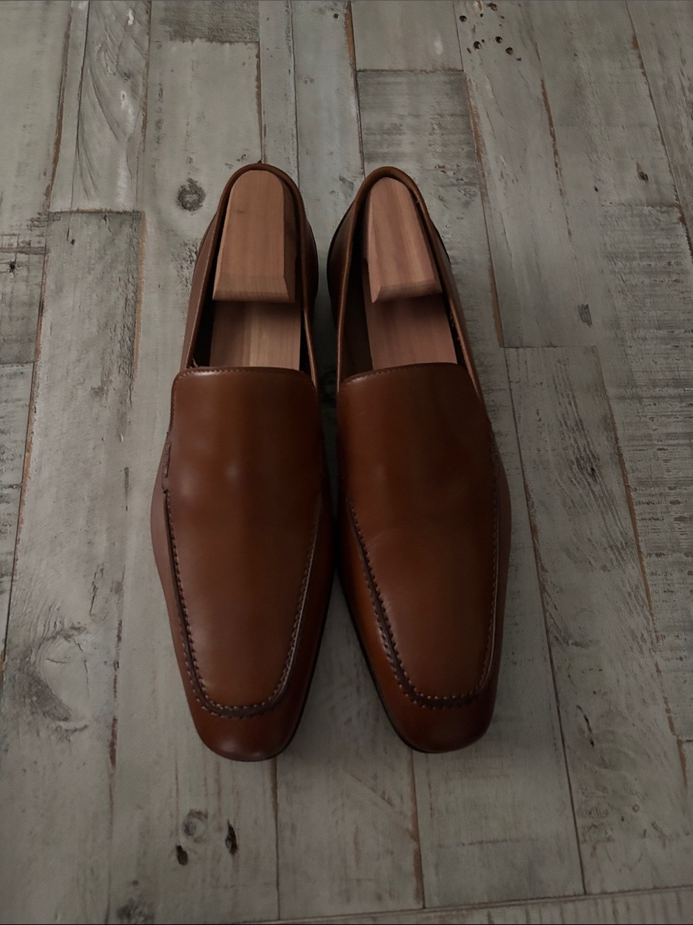Men's Brown Leather Slip-On Loafers — Sleek Casual Dress Loafers